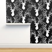 deer with flowers // black and white floral antlers 