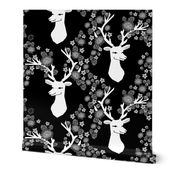 deer with flowers // black and white floral antlers 