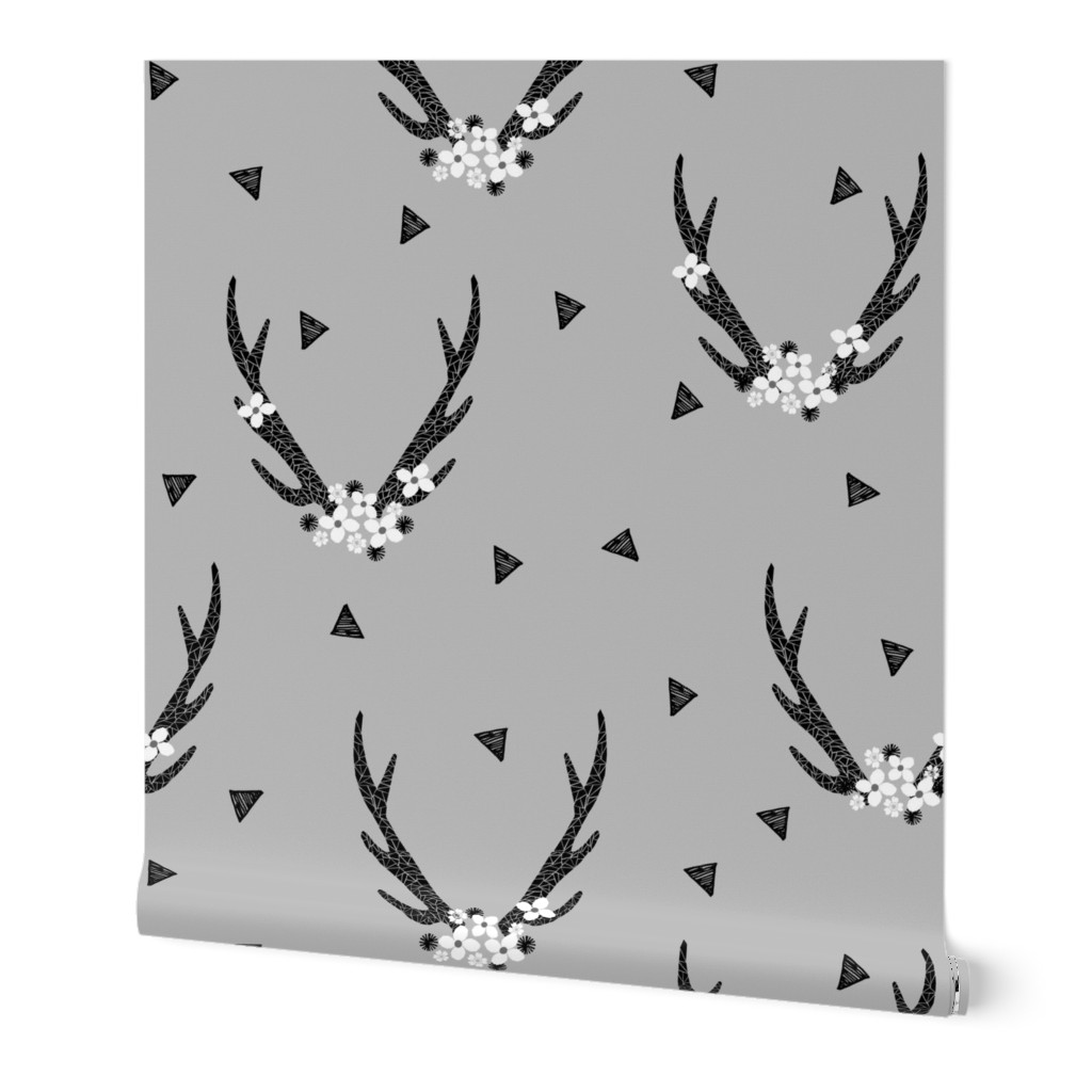 antlers // floral antlers grey baby nursery sweet triangles baby antler