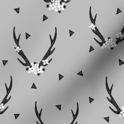 antlers // floral antlers grey baby nursery sweet triangles baby antler