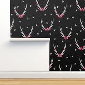 floral antlers // black and white floral flowers antlers triangles geometric kids girls sweet baby