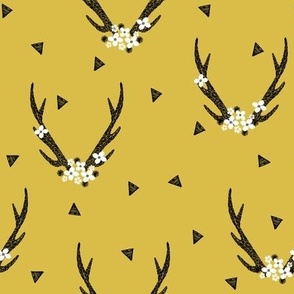 floral antlers // flowers mustard yellow kids baby girls flowers 