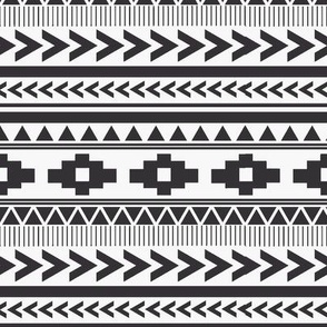 Charcoal boho, tribal, aztec stripe