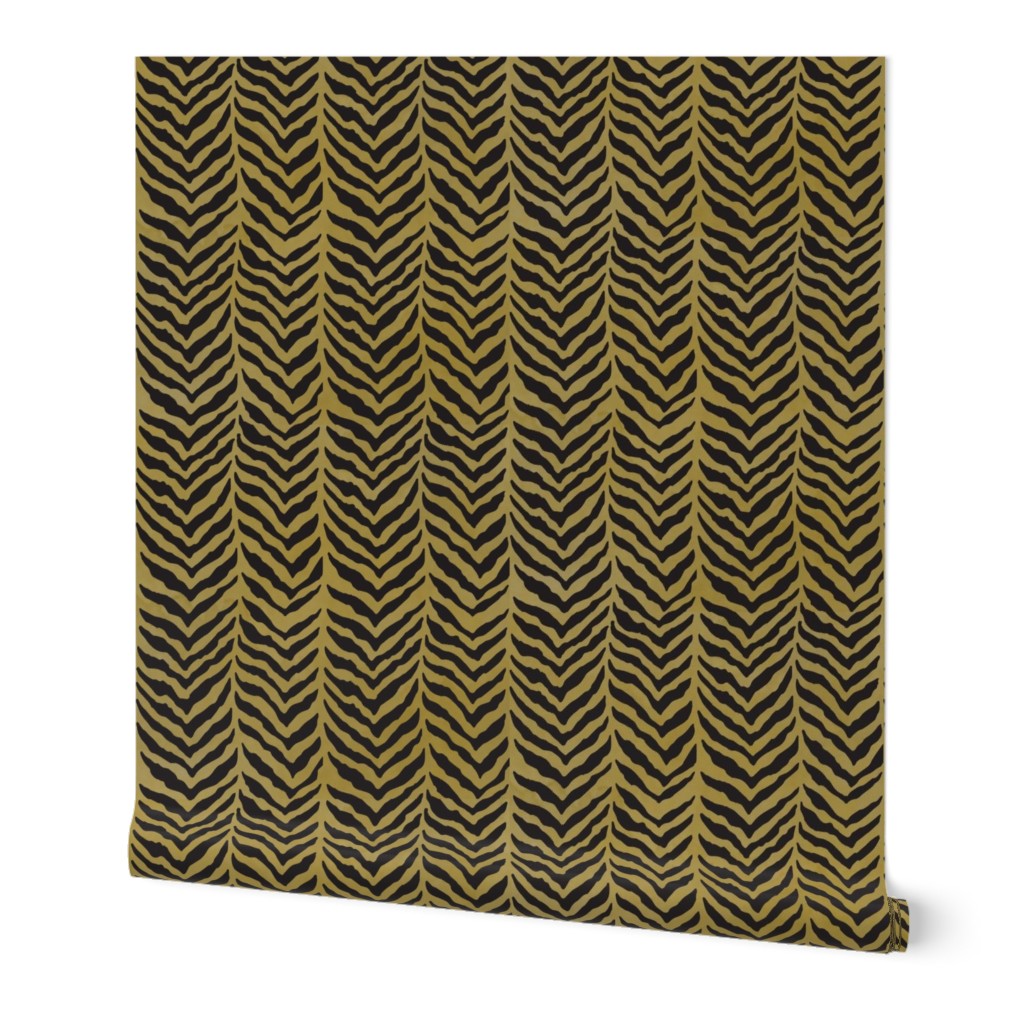 herringbone bone tweed black & gold water color