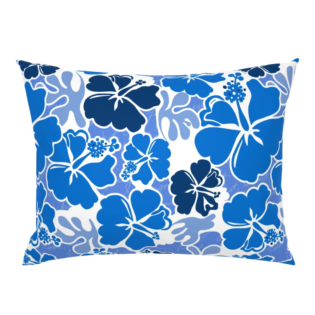 Modern Hibiscus Hawaiian Tropical- Ocean Blue