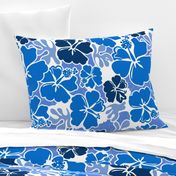 Modern Hibiscus Hawaiian Tropical- Ocean Blue