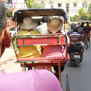 J & P  in bike Rickshaw, Old Delhi