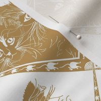 Damask_Cats_Beige/Gold - Ba9459