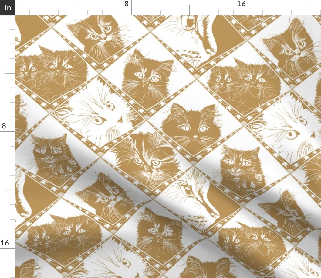 Damask_Cats_Beige/Gold - Ba9459