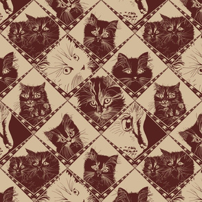 Damask_Cats_55221fDark_Chocolate_and__d2bb9a_background_