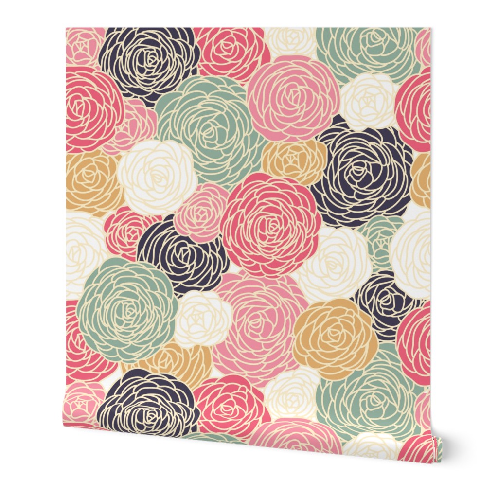 vintage inspired seamless floral pattern with colorful roses