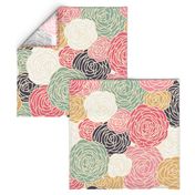 vintage inspired seamless floral pattern with colorful roses