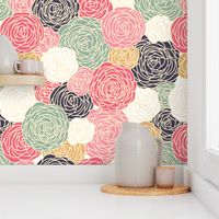 vintage inspired seamless floral pattern with colorful roses