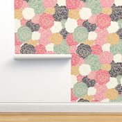 vintage inspired seamless floral pattern with colorful roses