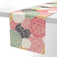 vintage inspired seamless floral pattern with colorful roses