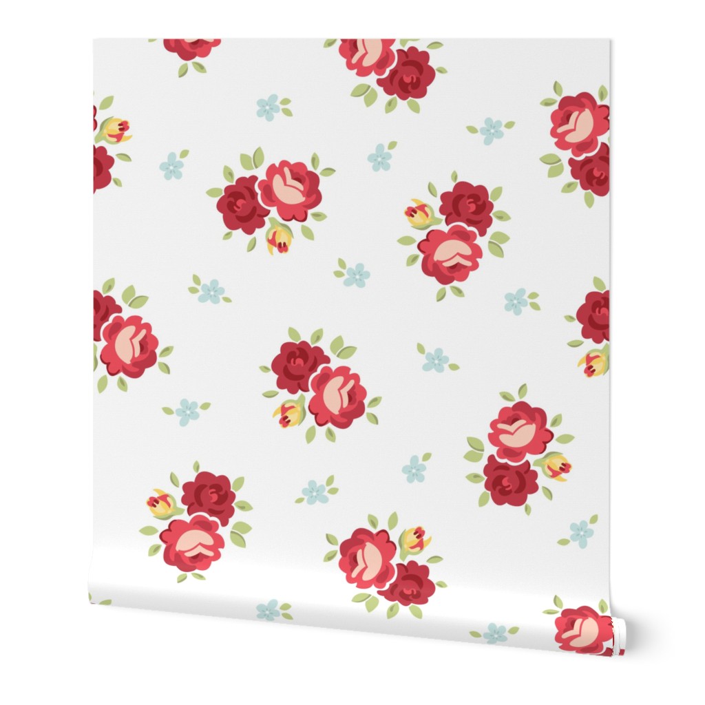 Vintage inspired seamless floral pattern with colorful roses