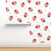 Vintage inspired seamless floral pattern with colorful roses