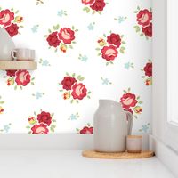 Vintage inspired seamless floral pattern with colorful roses