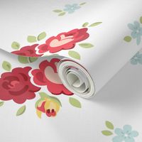 Vintage inspired seamless floral pattern with colorful roses