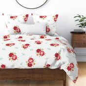 Vintage inspired seamless floral pattern with colorful roses