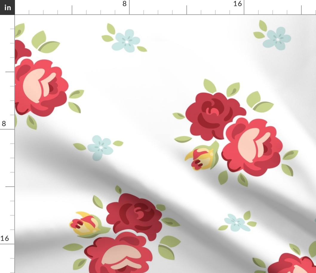 Vintage inspired seamless floral pattern with colorful roses