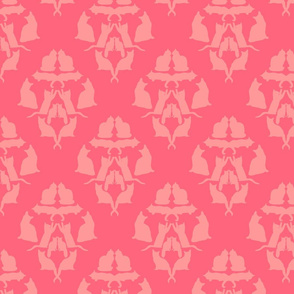 Damask Cat Silhouette Coral