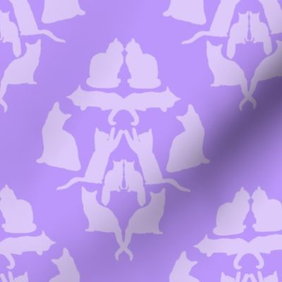 Damask Cat Silhouette Lavender