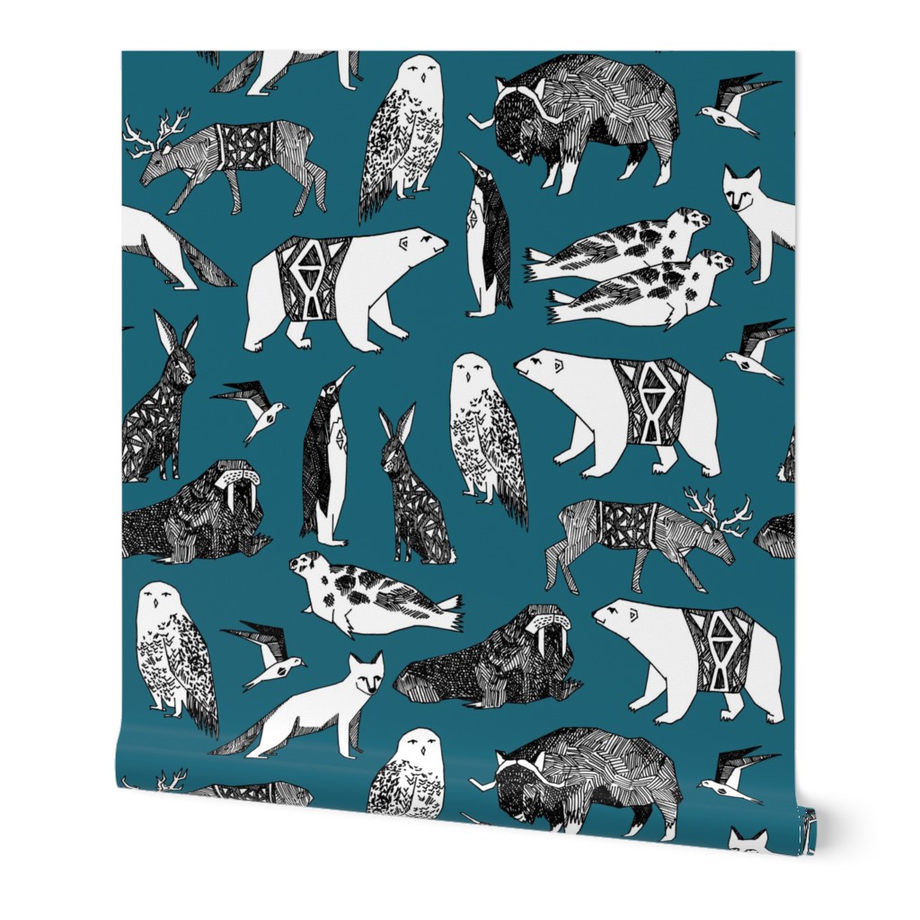 arctic animals //winter animals antarctica animals fabric winter polar bears nursery baby fabric