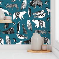 arctic animals //winter animals antarctica animals fabric winter polar bears nursery baby fabric