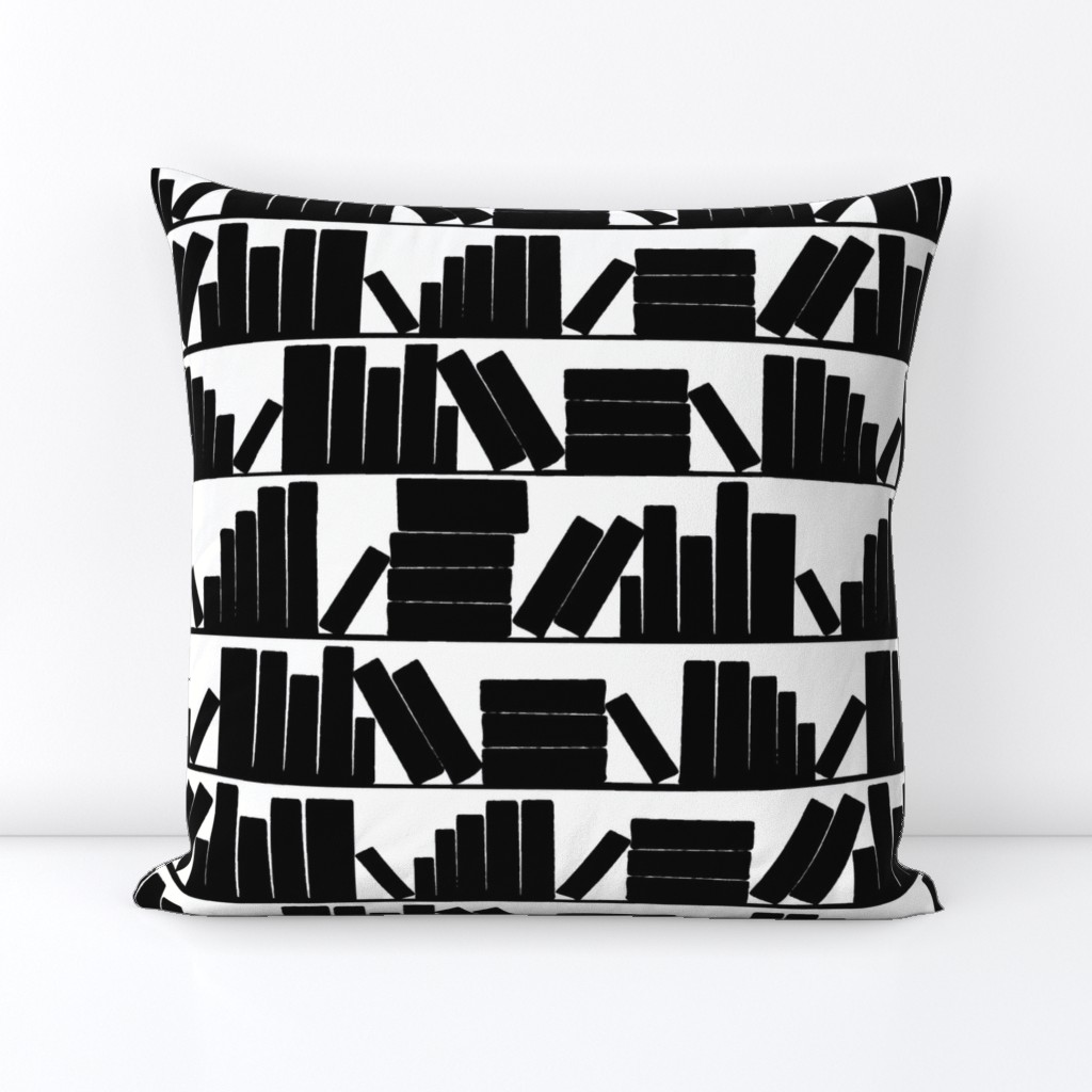 library book shelves, black and white, medium large scale