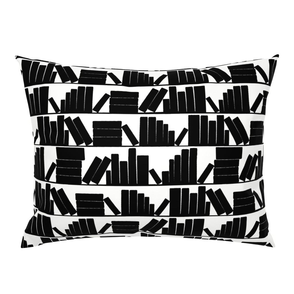 library book shelves, black and white, medium large scale