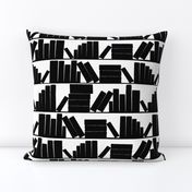 library book shelves, black and white, medium large scale