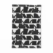 library book shelves, black and white, medium large scale