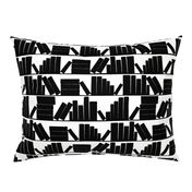 library book shelves, black and white, medium large scale