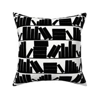 library book shelves, black and white, medium large scale