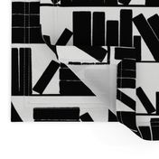 library book shelves, black and white, medium large scale