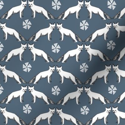 arctic fox // grey blue fox fabric cute arctic animals fox fabric 