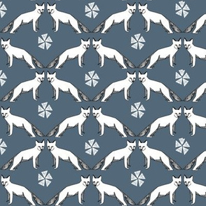 arctic fox // grey blue fox fabric cute arctic animals fox fabric 