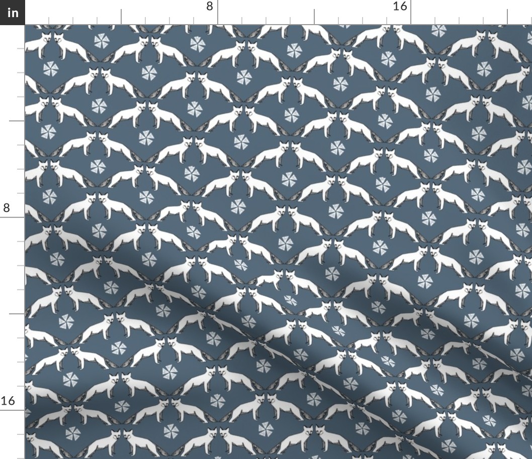 arctic fox // grey blue fox fabric cute arctic animals fox fabric 