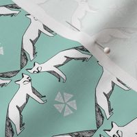 arctic fox // mint aqua fox fabric nursery baby cute arctic fox design