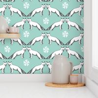 arctic fox // mint aqua fox fabric nursery baby cute arctic fox design