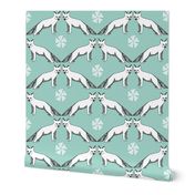 arctic fox // mint aqua fox fabric nursery baby cute arctic fox design