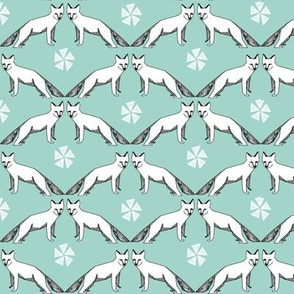 arctic fox // mint aqua fox fabric nursery baby cute arctic fox design