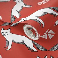 arctic fox // red andrea lauren fabric cute winter animals nursery baby fabric