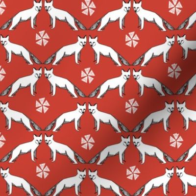 arctic fox // red andrea lauren fabric cute winter animals nursery baby fabric