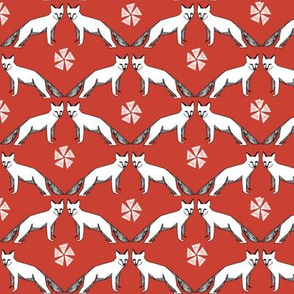 arctic fox // red andrea lauren fabric cute winter animals nursery baby fabric