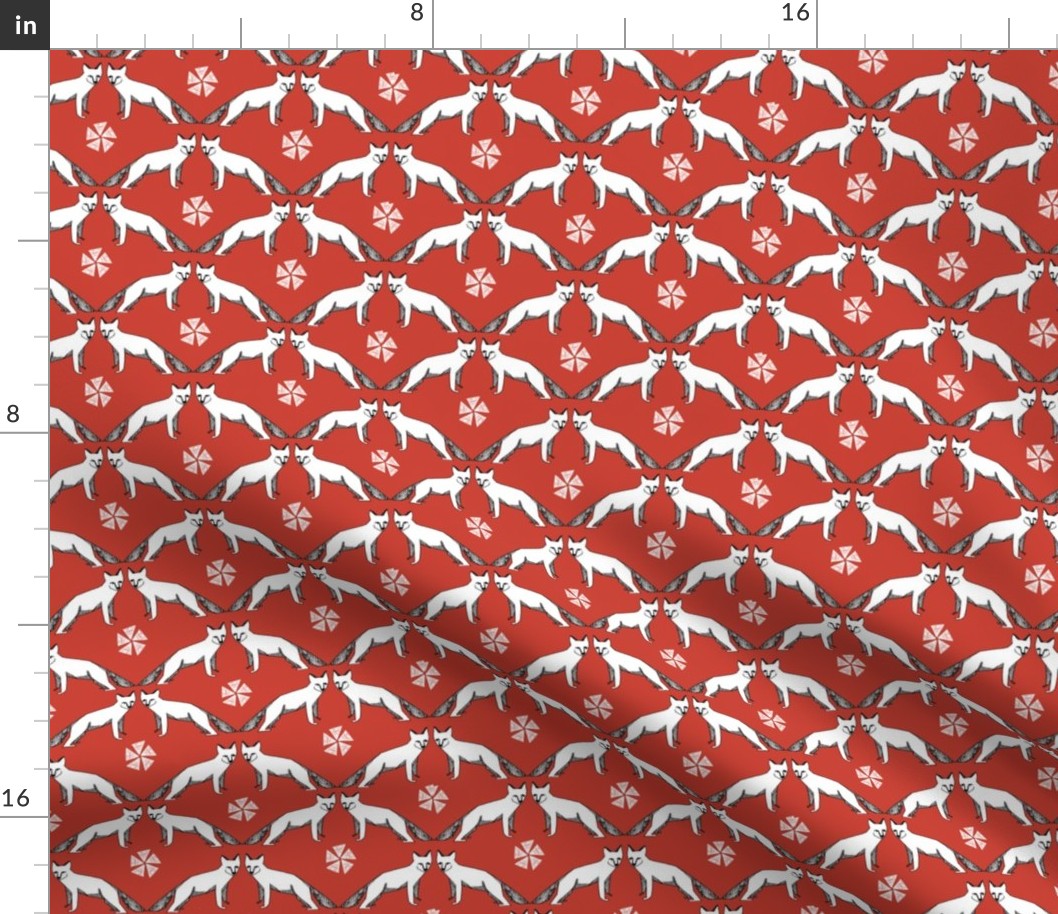 arctic fox // red andrea lauren fabric cute winter animals nursery baby fabric