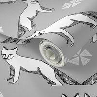 arctic fox // grey winter nursery fabric cute fox design andrea lauren fabric