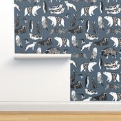 winter animals // bear fabric arctic animals snowy owl fox bears fabric winter animals