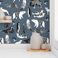 winter animals // bear fabric arctic animals snowy owl fox bears fabric winter animals